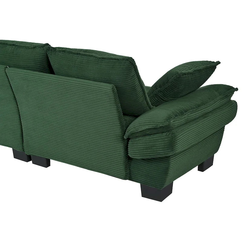 Canapé incurvé moderne de 85,4", dossier rembourré avec 2 oreillers décoratifs, canapé en tissu velours côtelé