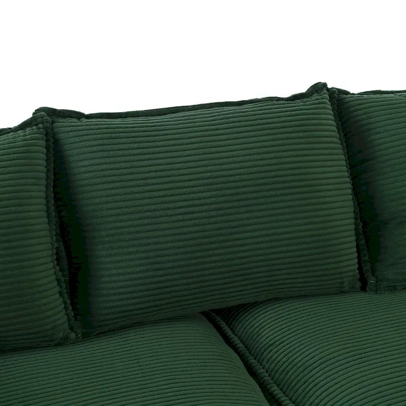 Canapé incurvé moderne de 85,4", dossier rembourré avec 2 oreillers décoratifs, canapé en tissu velours côtelé