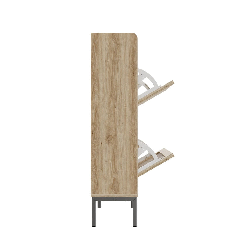 Meuble de Rangement à Chaussures Contemporain avec Deux Portes Basculantes, Montage Simple