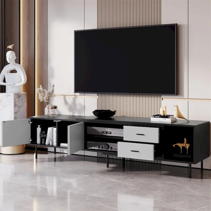 Meuble TV moderne avec 2 portes et grand espace de rangement