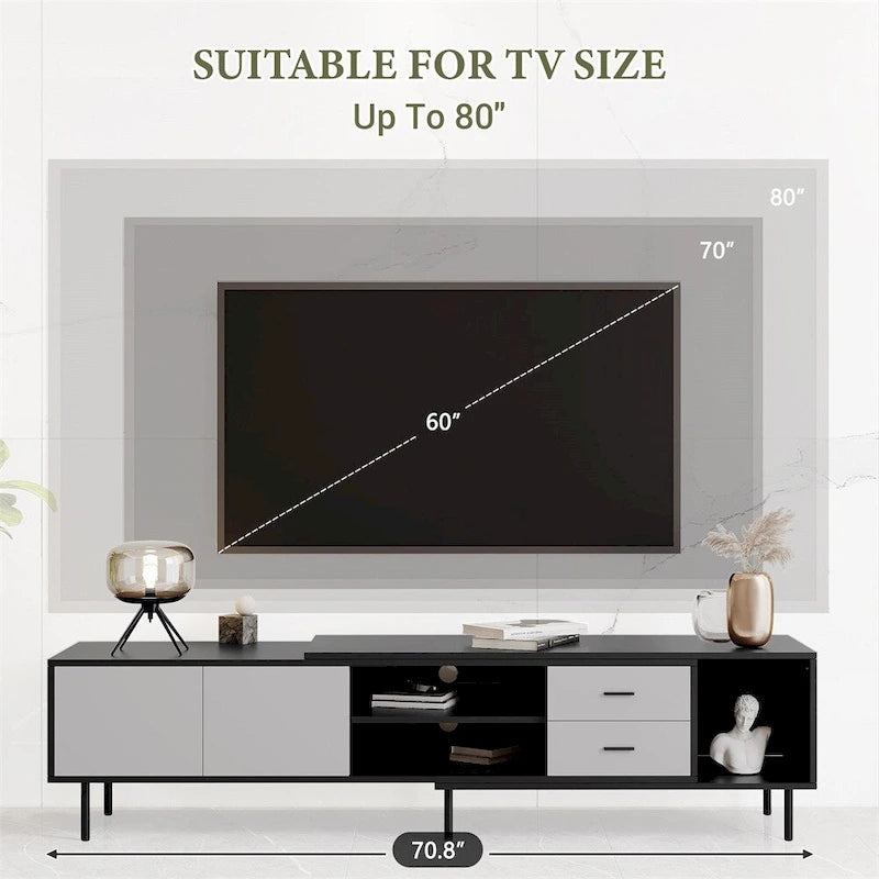 Meuble TV moderne avec 2 portes et grand espace de rangement