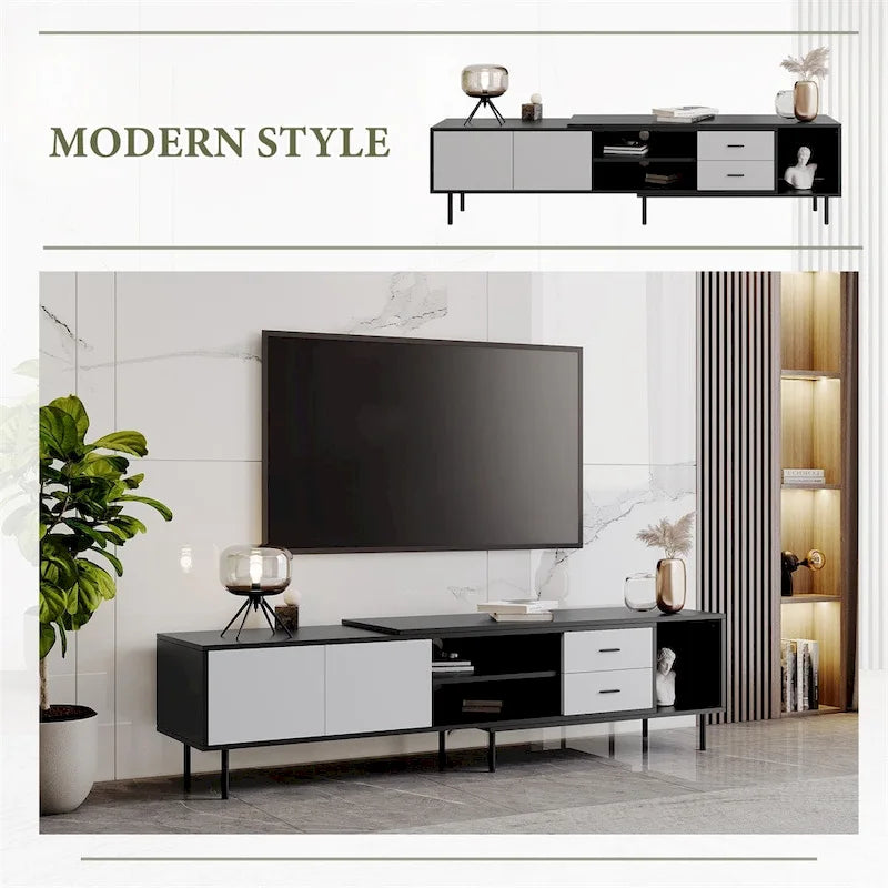 Meuble TV moderne avec 2 portes et grand espace de rangement