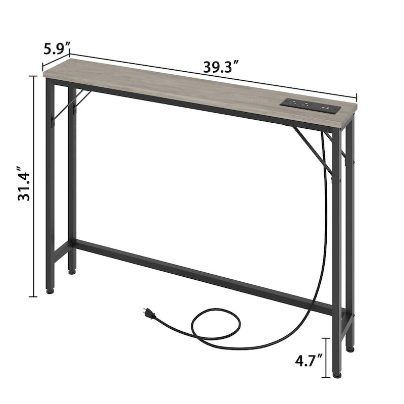 5.9 Table console étroite avec prises électriques