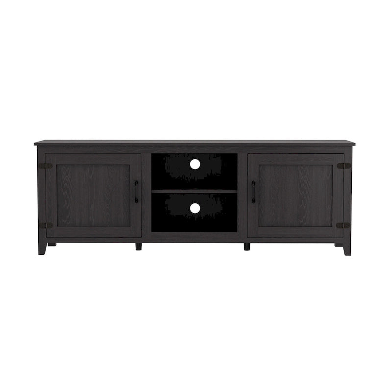 Meuble TV de rangement, Console multimédia, Meuble de divertissement, Noir traditionnel, avec portes
