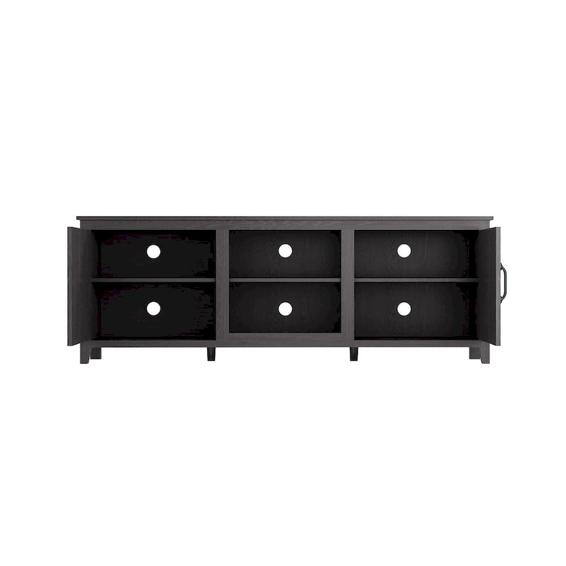 Meuble TV de rangement, Console multimédia, Meuble de divertissement, Noir traditionnel, avec portes