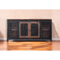 HomeRoots Meuble TV fermé en bois massif noir vieilli 68 po - 67,75 X 34,75 X 19 po