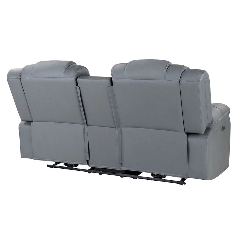 Causeuse inclinable électrique en similicuir gris clair avec rangement de 75 po