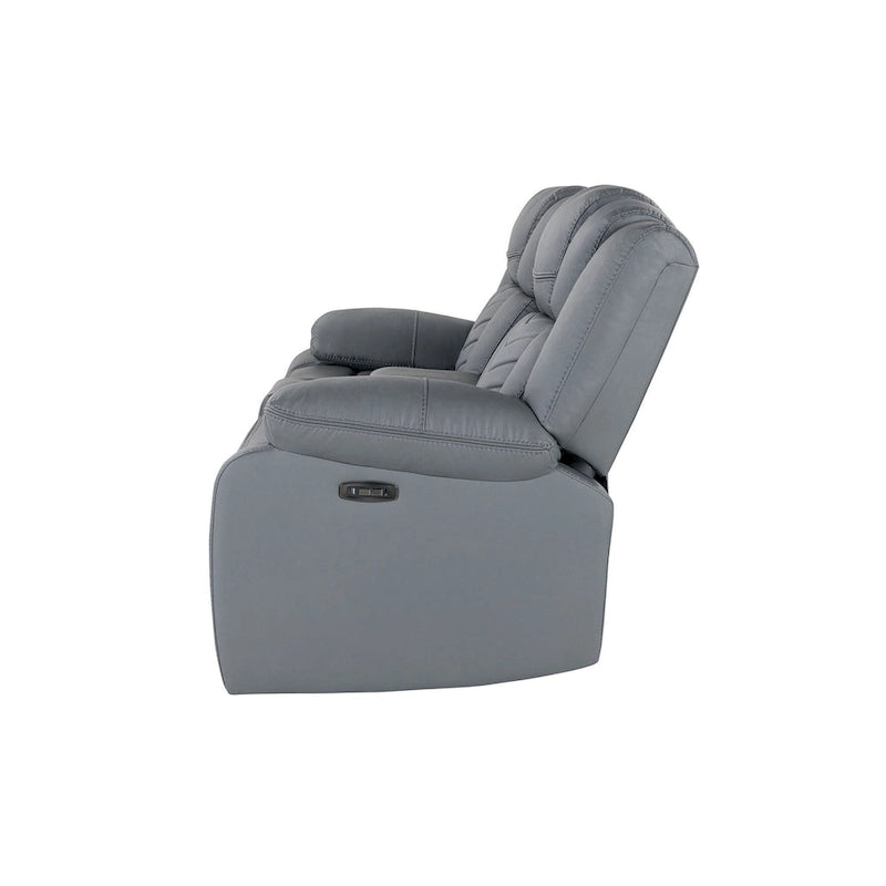 Causeuse inclinable électrique en similicuir gris clair avec rangement de 75 po