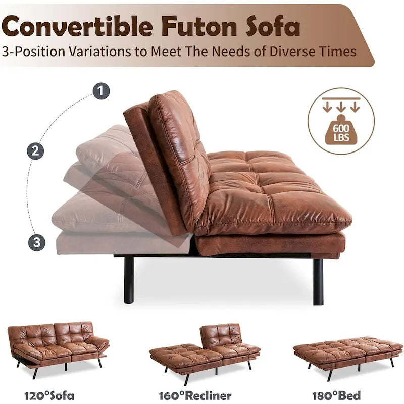 Canapé en simili cuir, causeuse en mousse à mémoire de forme, convertible en lit