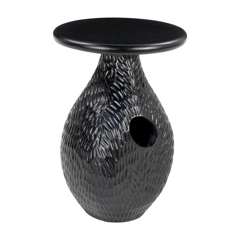 HomeRoots Table d'appoint piédestal ronde en bois massif noir 20 po - 15' X '20.1' X '15