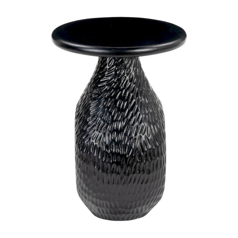 HomeRoots Table d'appoint piédestal ronde en bois massif noir 20 po - 15' X '20.1' X '15
