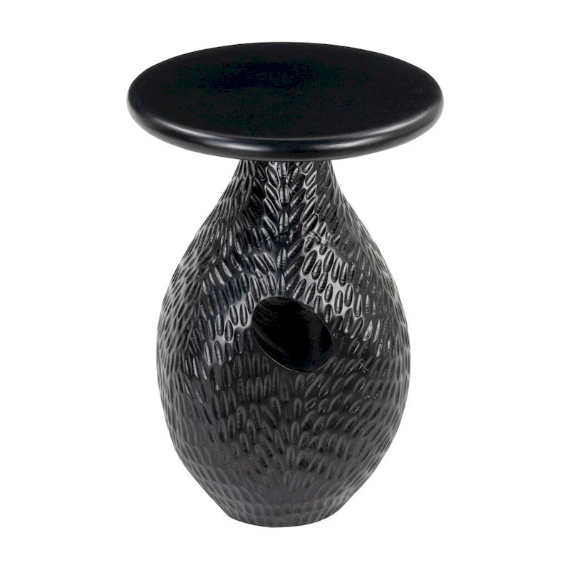 HomeRoots Table d'appoint piédestal ronde en bois massif noir 20 po - 15' X '20.1' X '15