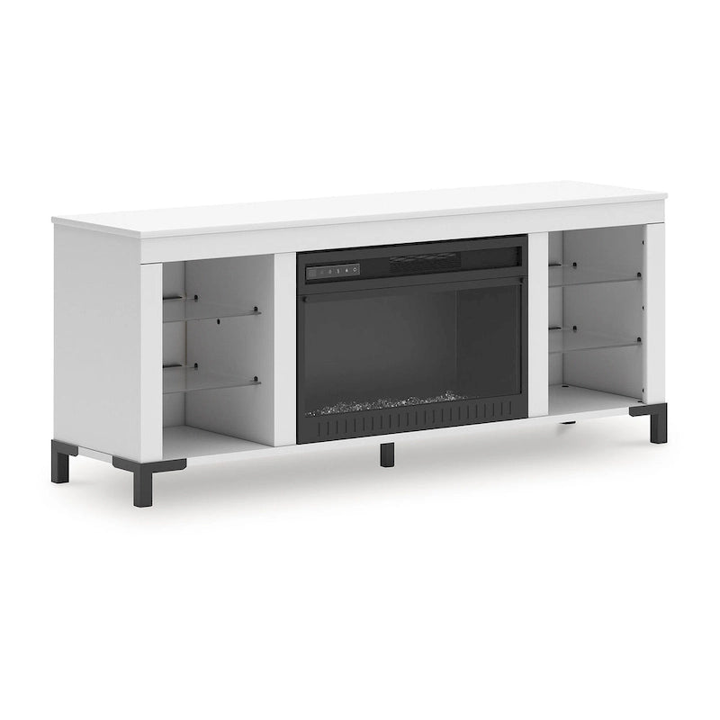 Meuble TV Signature Design by Ashley Brollevi blanc de 60 po avec foyer électrique pour téléviseurs jusqu'à 69 po