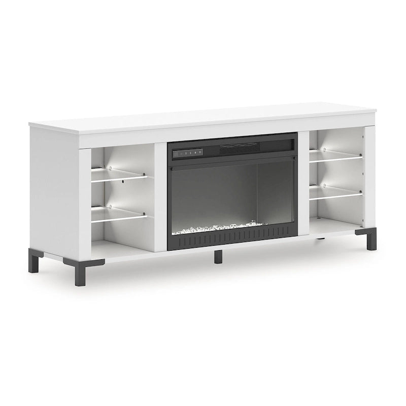 Meuble TV Signature Design by Ashley Brollevi blanc de 60 po avec foyer électrique pour téléviseurs jusqu'à 69 po