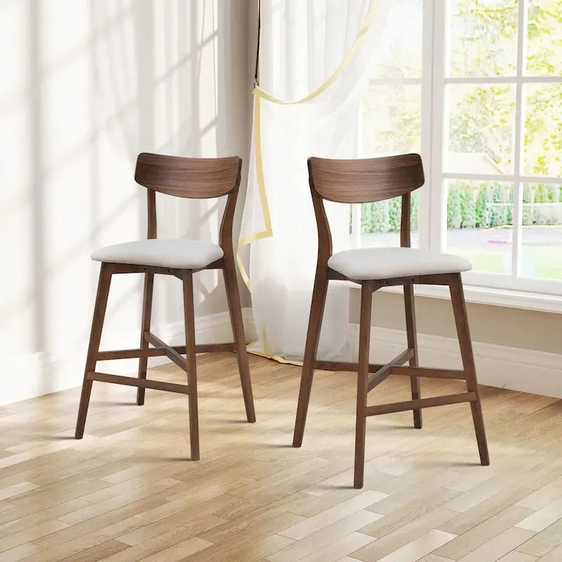 Lot de 2 tabourets de comptoir, tabourets de bar modernes avec dossier, tabourets de bar hauteur comptoir, chaises de comptoir rembourrées pour îlot de cuisine