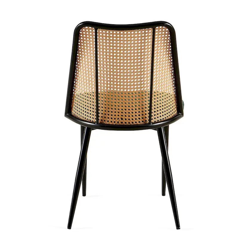 Chaises de salle à manger lot de 4, Chaises en tissu bouclette avec dossier en rotin naturel
