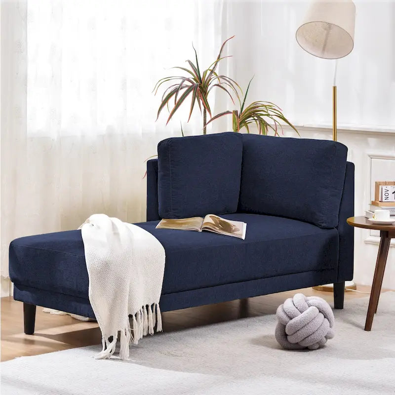 Canapé d'angle moderne en lin de 65 po avec coussins amovibles, canapé-lit, canapé de loisirs, chaise longue rembourrée