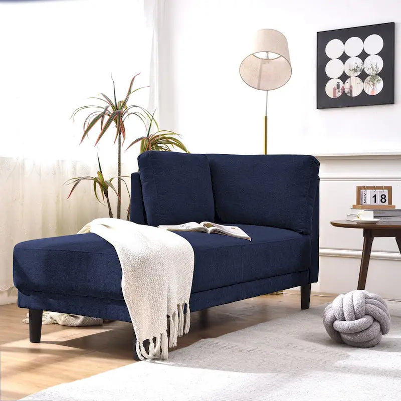 Canapé d'angle moderne en lin de 65 po avec coussins amovibles, canapé-lit, canapé de loisirs, chaise longue rembourrée