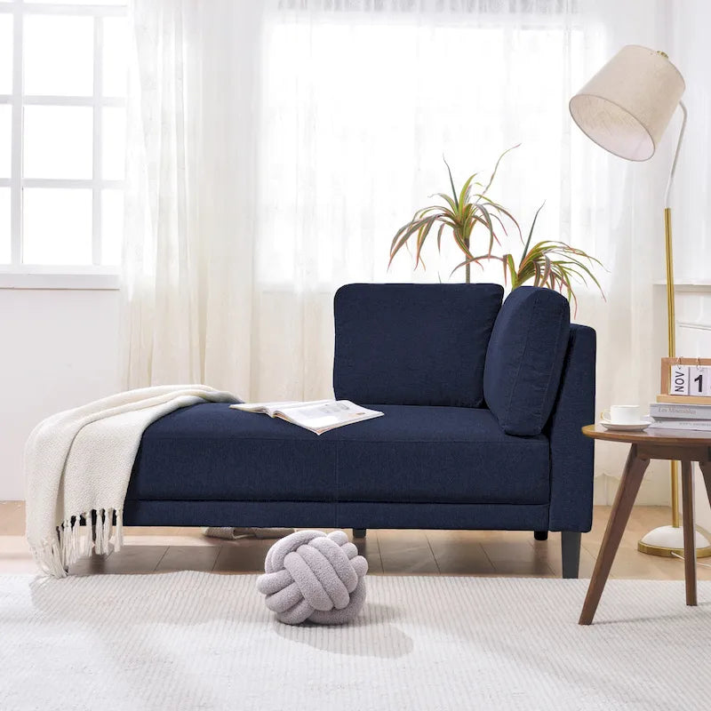 Canapé d'angle moderne en lin de 65 po avec coussins amovibles, canapé-lit, canapé de loisirs, chaise longue rembourrée