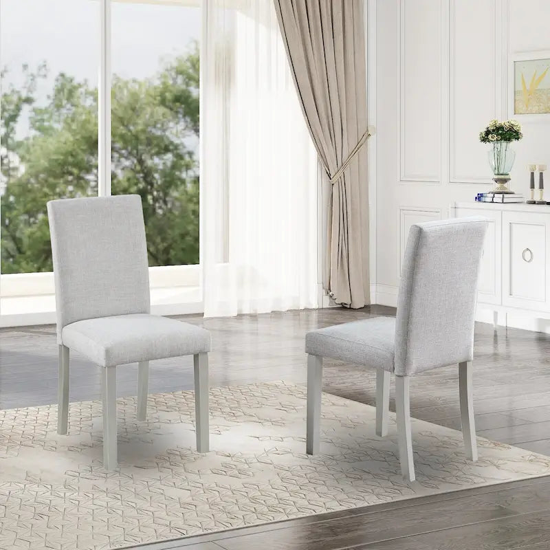 Lot de 2 chaises de salle à manger, chaises de cuisine et de salle à manger modernes, assise rembourrée en lin et pieds en bois d'hévéa