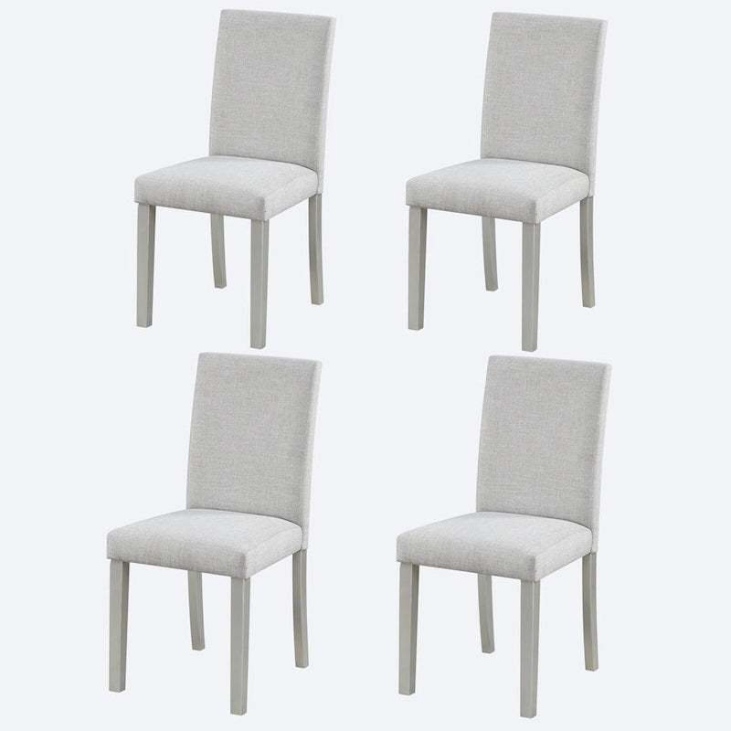 Lot de 2 chaises de salle à manger, chaises de cuisine et de salle à manger modernes, assise rembourrée en lin et pieds en bois d'hévéa