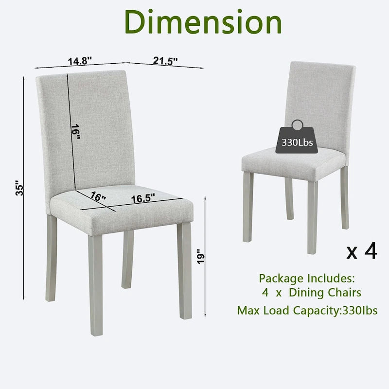 Lot de 2 chaises de salle à manger, chaises de cuisine et de salle à manger modernes, assise rembourrée en lin et pieds en bois d'hévéa