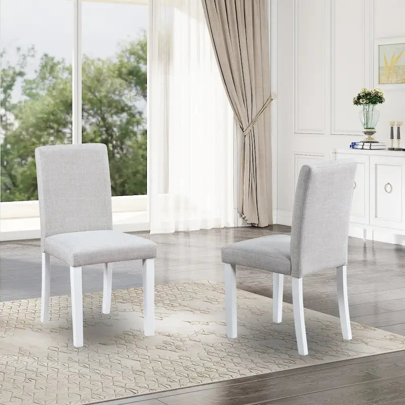 Lot de 2 chaises de salle à manger, chaises de cuisine et de salle à manger modernes, assise rembourrée en lin et pieds en bois d'hévéa