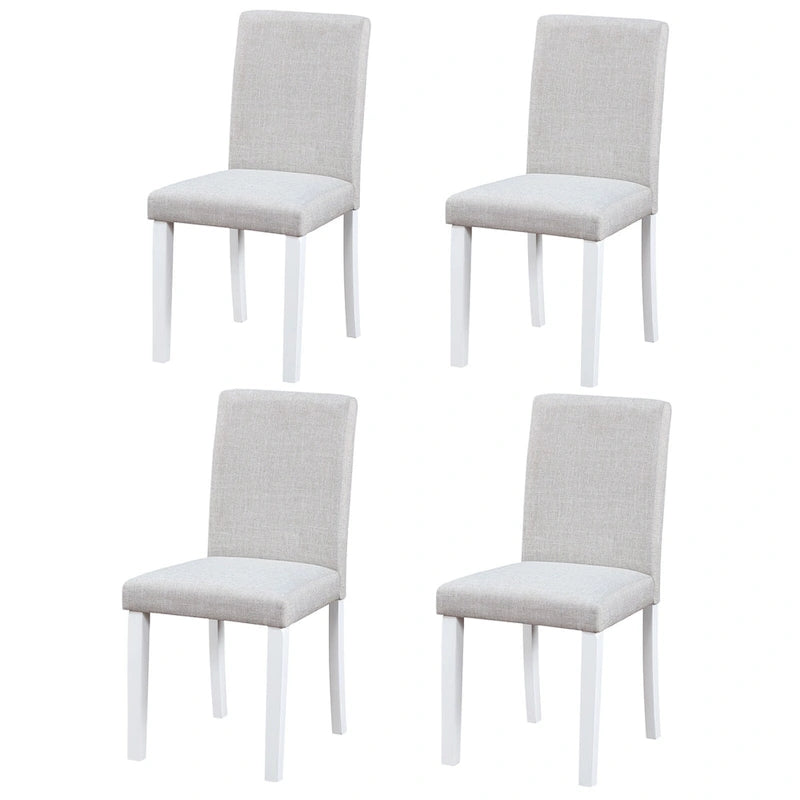 Lot de 2 chaises de salle à manger, chaises de cuisine et de salle à manger modernes, assise rembourrée en lin et pieds en bois d'hévéa