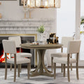 Ensemble de salle à manger rond 5 pièces rétro, ensemble de table à manger de cuisine style ferme avec pieds de table en tréteaux incurvés pour salle à manger