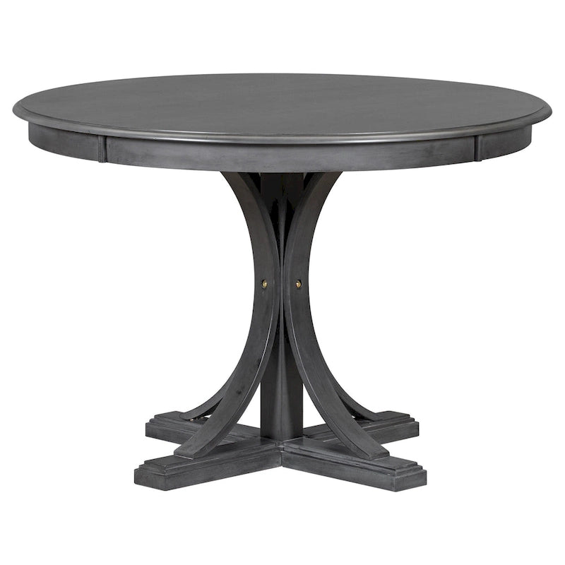 Ensemble de salle à manger rond 5 pièces rétro, ensemble de table à manger de cuisine style ferme avec pieds de table en tréteaux incurvés pour salle à manger