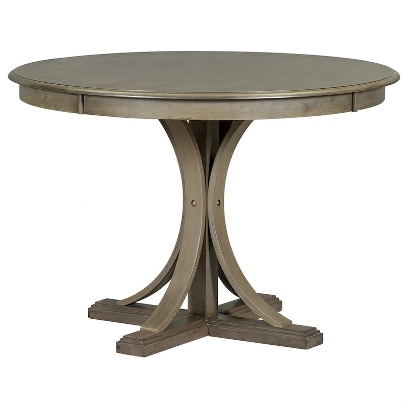 Ensemble de salle à manger rond 5 pièces rétro, ensemble de table à manger de cuisine style ferme avec pieds de table en tréteaux incurvés pour salle à manger