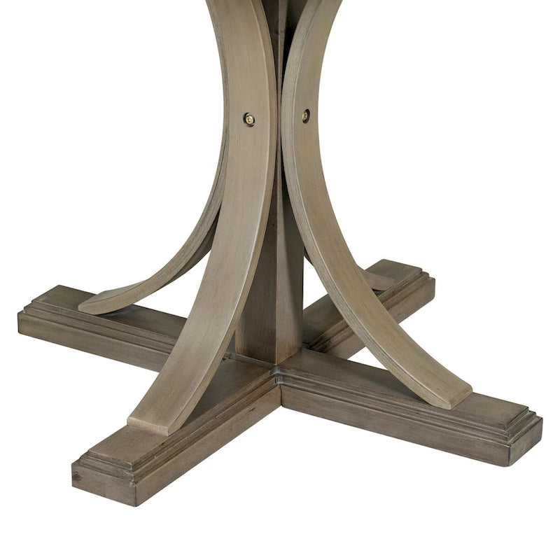 Ensemble de salle à manger rond 5 pièces rétro, ensemble de table à manger de cuisine style ferme avec pieds de table en tréteaux incurvés pour salle à manger