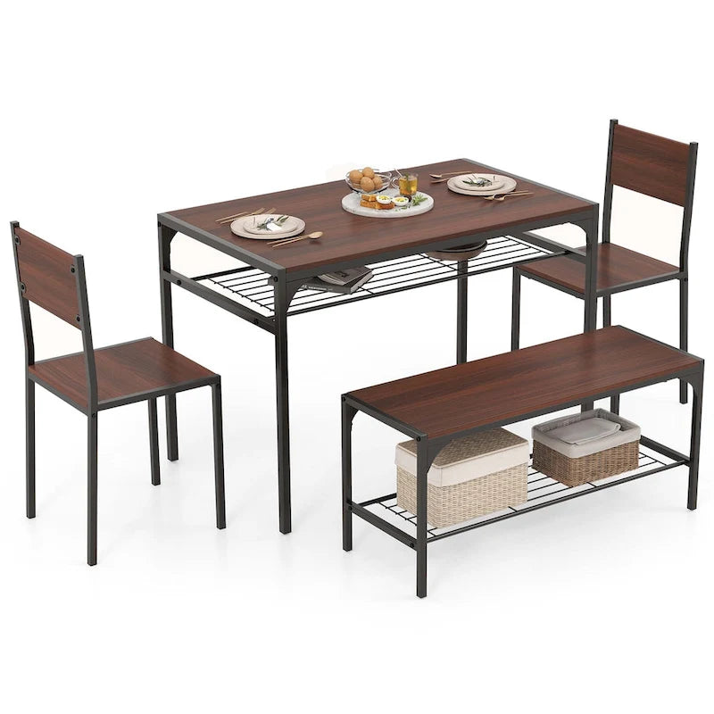 Costway Ensemble table à manger pour 4 personnes Table rectangulaire avec 2 chaises, 1