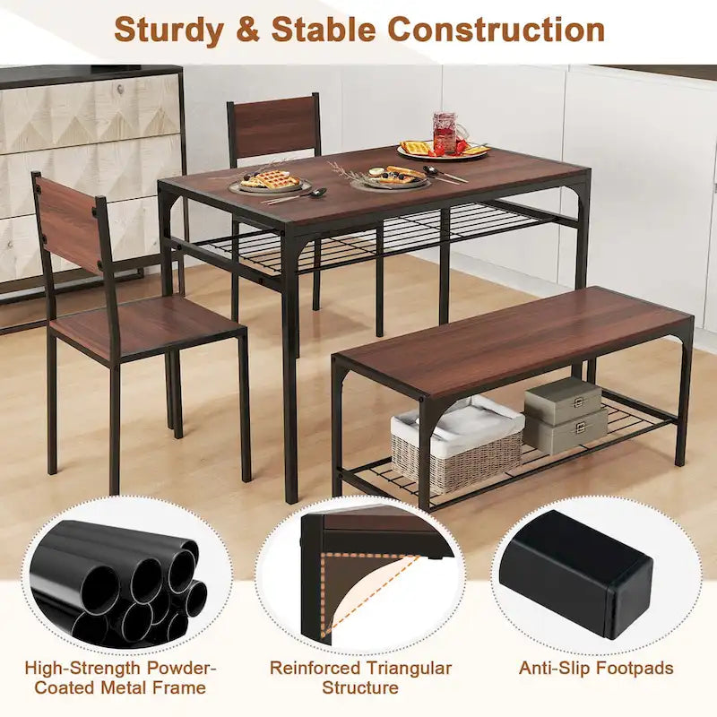 Costway Ensemble table à manger pour 4 personnes Table rectangulaire avec 2 chaises, 1