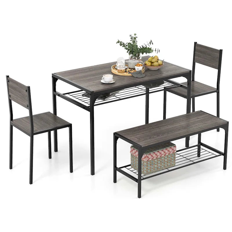 Costway Ensemble table à manger pour 4 personnes Table rectangulaire avec 2 chaises, 1