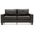 Square Arm Faux Leather Tufted Straight Sofa - 71 - Dark Brown