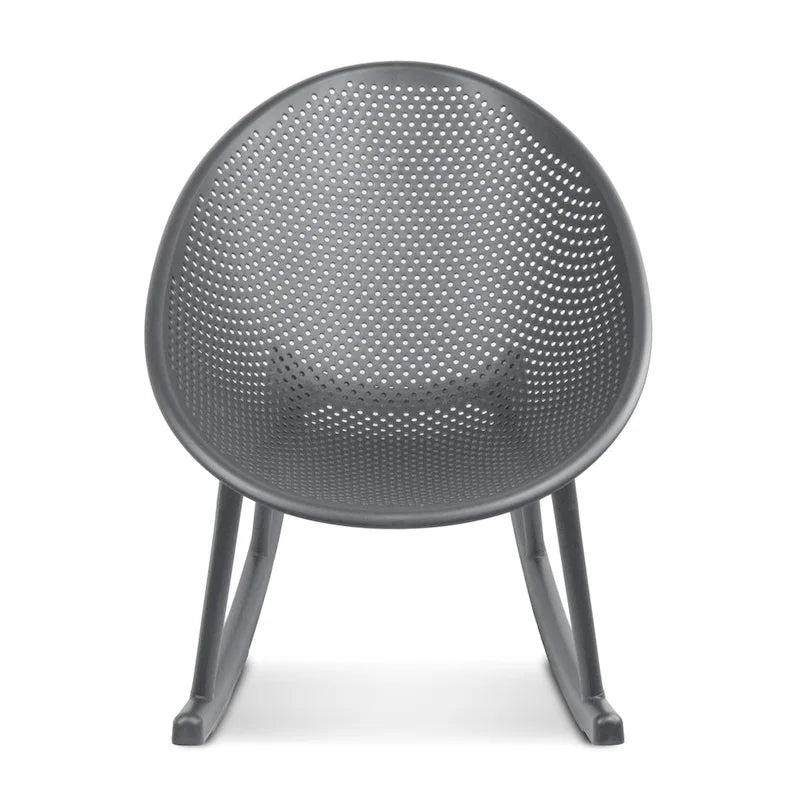Fauteuil à bascule moderne du milieu du siècle en plastique, pieds en plastique avec siège perforé respirant en forme d'œuf pour usage intérieur/extérieur
