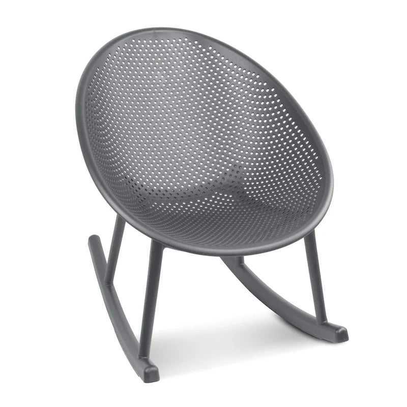 Fauteuil à bascule moderne du milieu du siècle en plastique, pieds en plastique avec siège perforé respirant en forme d'œuf pour usage intérieur/extérieur