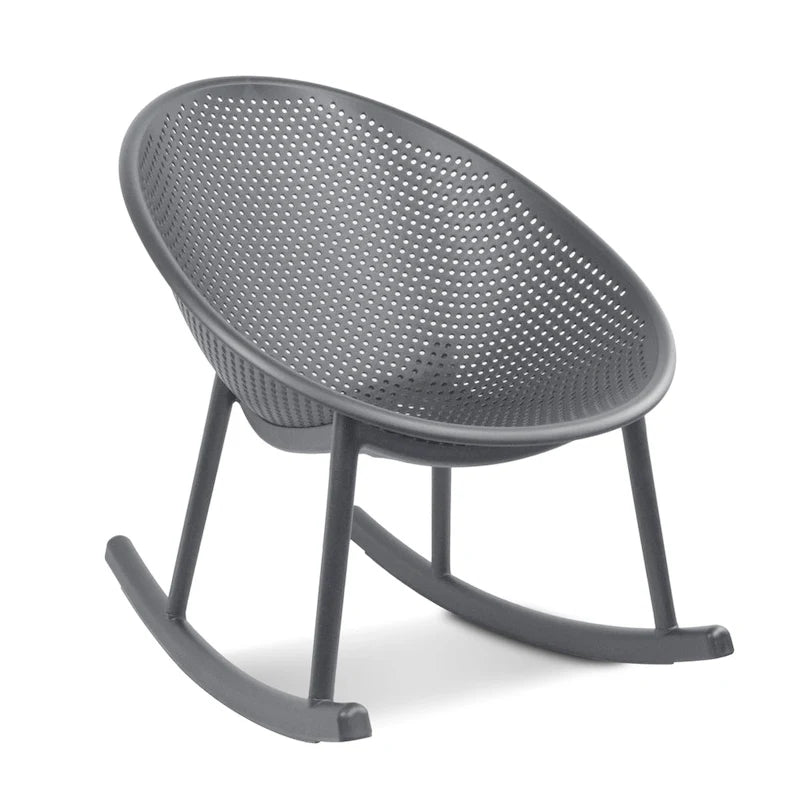 Fauteuil à bascule moderne du milieu du siècle en plastique, pieds en plastique avec siège perforé respirant en forme d'œuf pour usage intérieur/extérieur