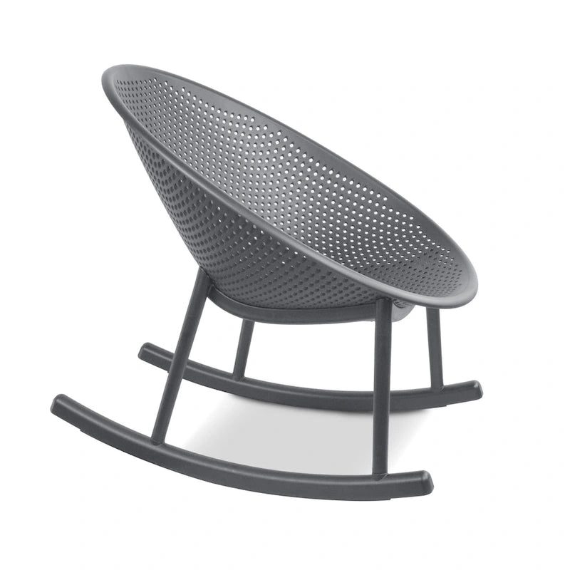 Fauteuil à bascule moderne du milieu du siècle en plastique, pieds en plastique avec siège perforé respirant en forme d'œuf pour usage intérieur/extérieur