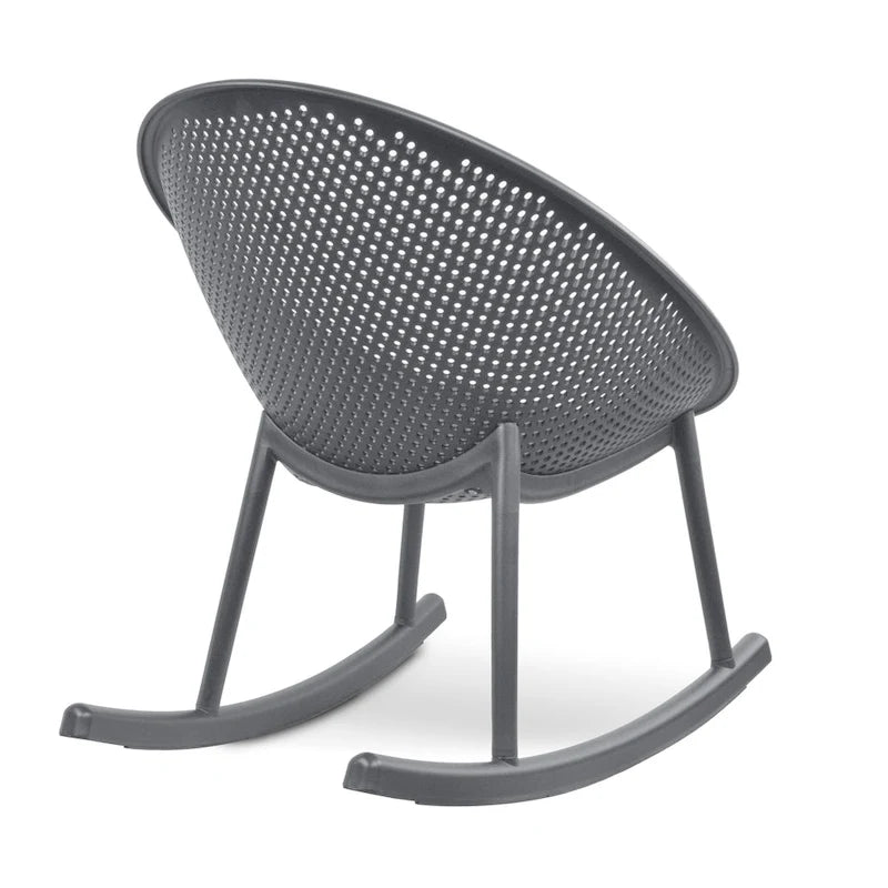 Fauteuil à bascule moderne du milieu du siècle en plastique, pieds en plastique avec siège perforé respirant en forme d'œuf pour usage intérieur/extérieur