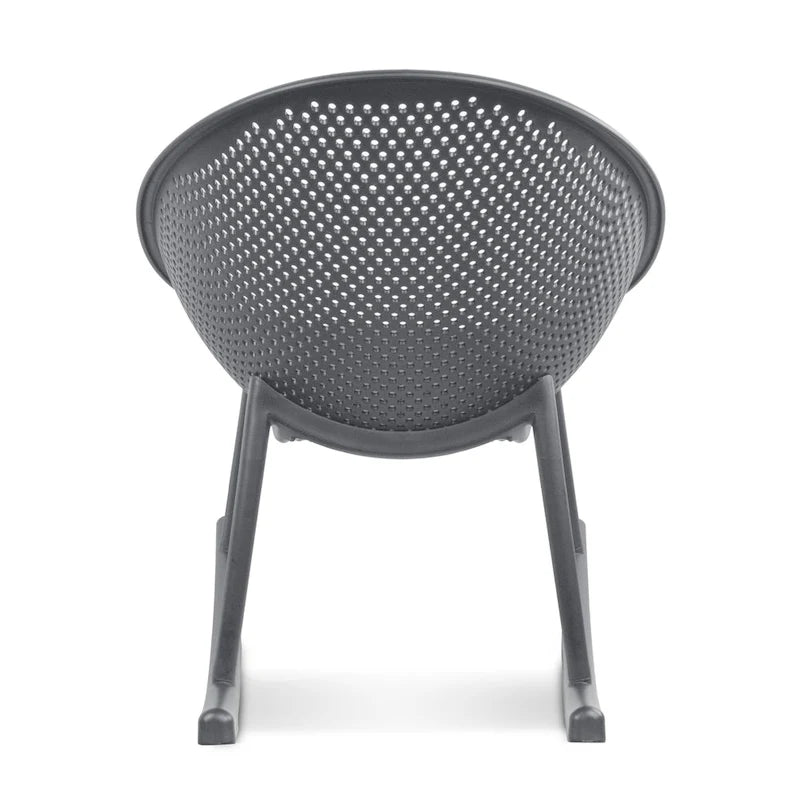 Fauteuil à bascule moderne du milieu du siècle en plastique, pieds en plastique avec siège perforé respirant en forme d'œuf pour usage intérieur/extérieur