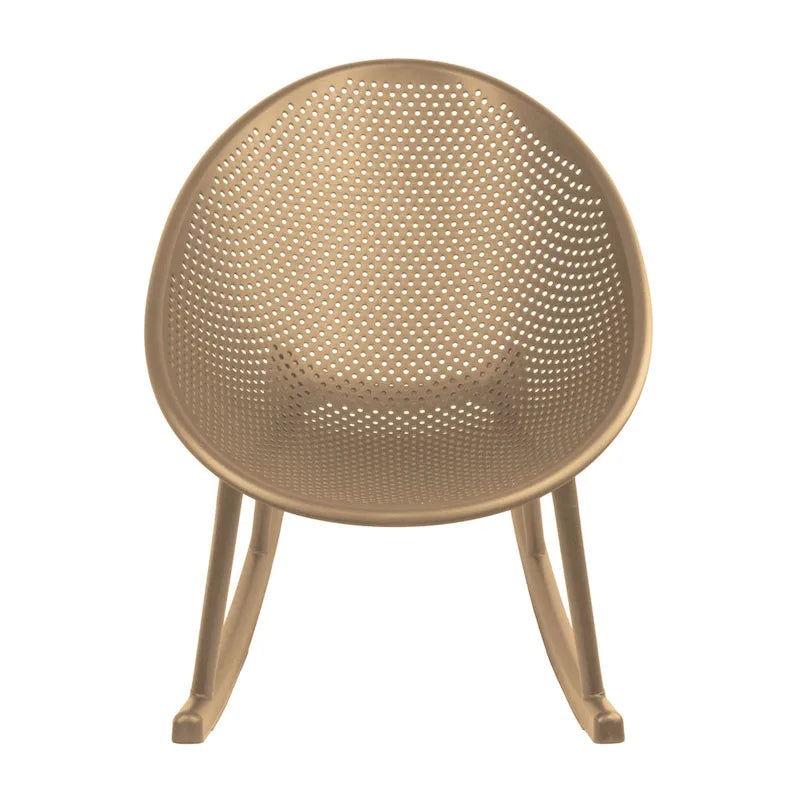 Fauteuil à bascule moderne du milieu du siècle en plastique, pieds en plastique avec siège perforé respirant en forme d'œuf pour usage intérieur/extérieur