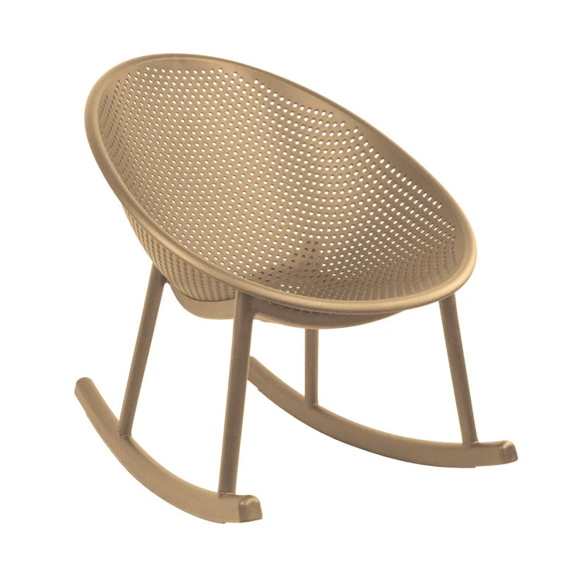Fauteuil à bascule moderne du milieu du siècle en plastique, pieds en plastique avec siège perforé respirant en forme d'œuf pour usage intérieur/extérieur