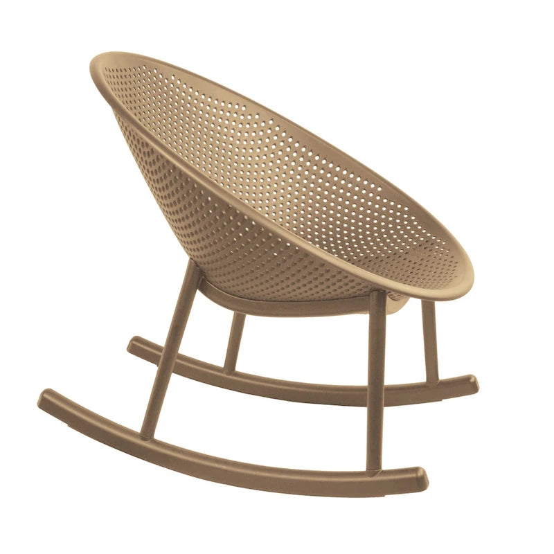 Fauteuil à bascule moderne du milieu du siècle en plastique, pieds en plastique avec siège perforé respirant en forme d'œuf pour usage intérieur/extérieur