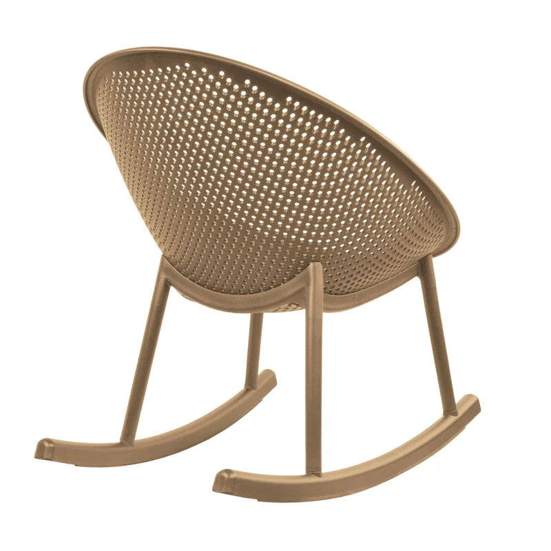 Fauteuil à bascule moderne du milieu du siècle en plastique, pieds en plastique avec siège perforé respirant en forme d'œuf pour usage intérieur/extérieur