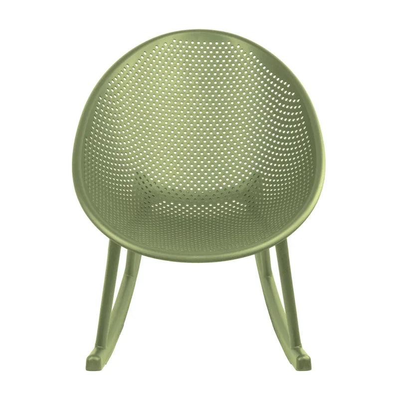 Fauteuil à bascule moderne du milieu du siècle en plastique, pieds en plastique avec siège perforé respirant en forme d'œuf pour usage intérieur/extérieur