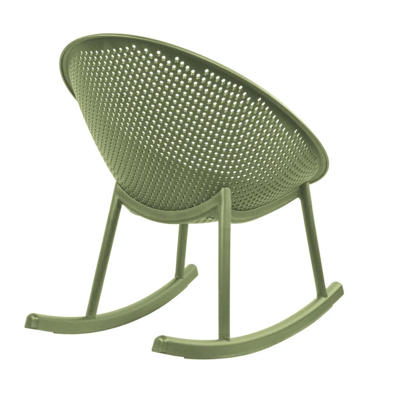 Fauteuil à bascule moderne du milieu du siècle en plastique, pieds en plastique avec siège perforé respirant en forme d'œuf pour usage intérieur/extérieur