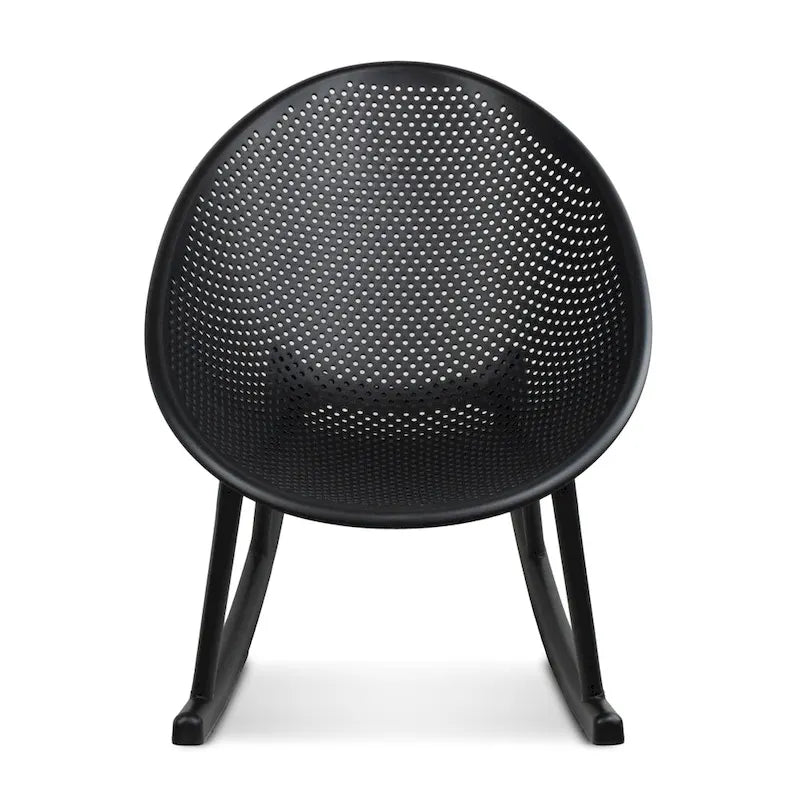 Fauteuil à bascule moderne du milieu du siècle en plastique, pieds en plastique avec siège perforé respirant en forme d'œuf pour usage intérieur/extérieur