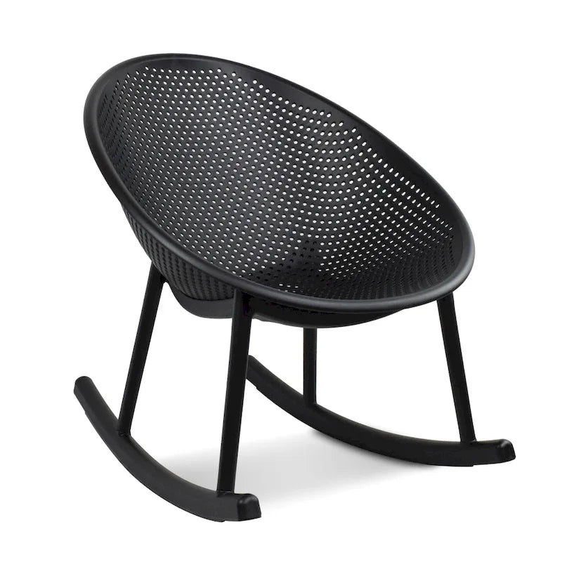 Fauteuil à bascule moderne du milieu du siècle en plastique, pieds en plastique avec siège perforé respirant en forme d'œuf pour usage intérieur/extérieur